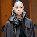 Artificial leather triangle scarf
