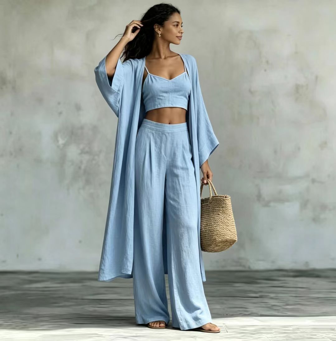 High waist wide leg pants set