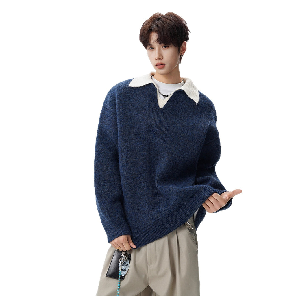 Turn-Down Collar Sweater for Men