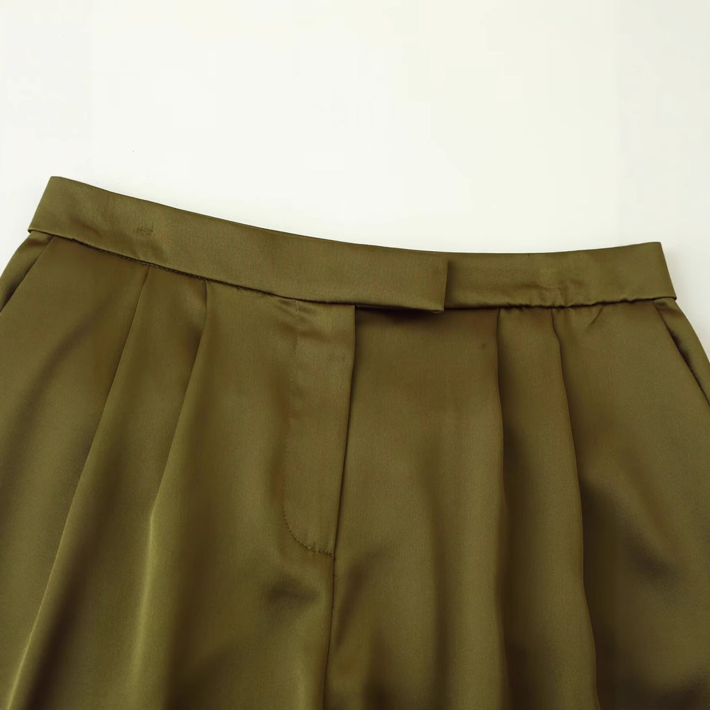 Satin lace high waisted shorts