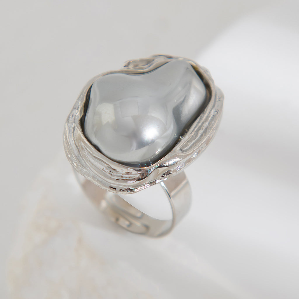 New Baroque inlaid irregular pearl rings