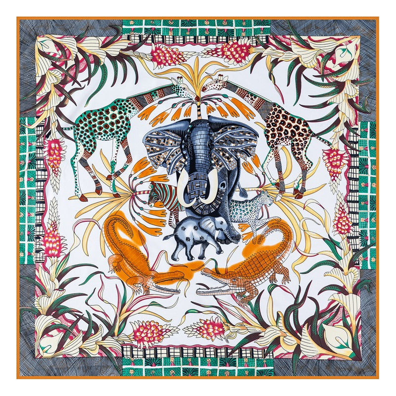 Twill silk square scarf