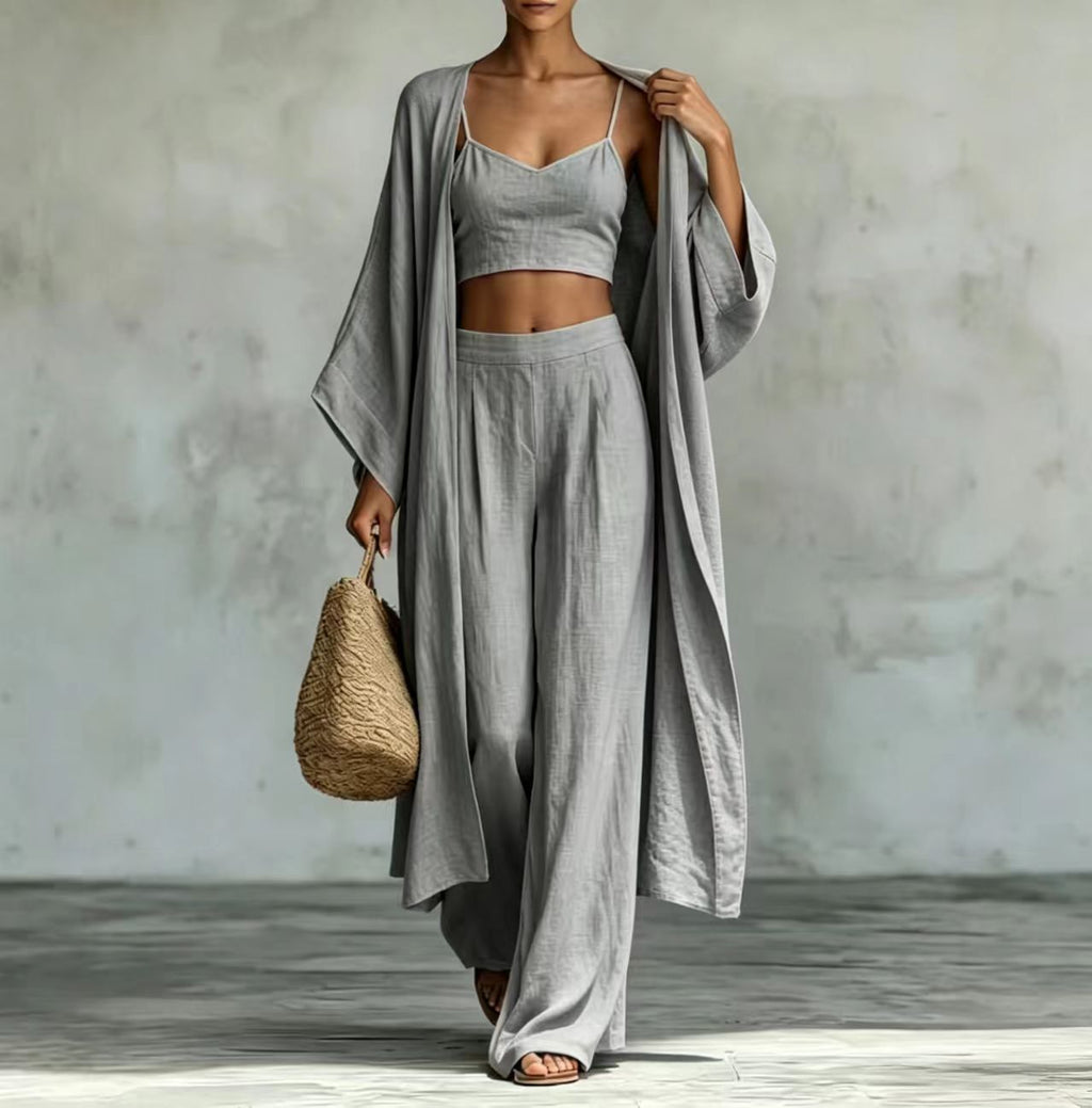 High waist wide leg pants set