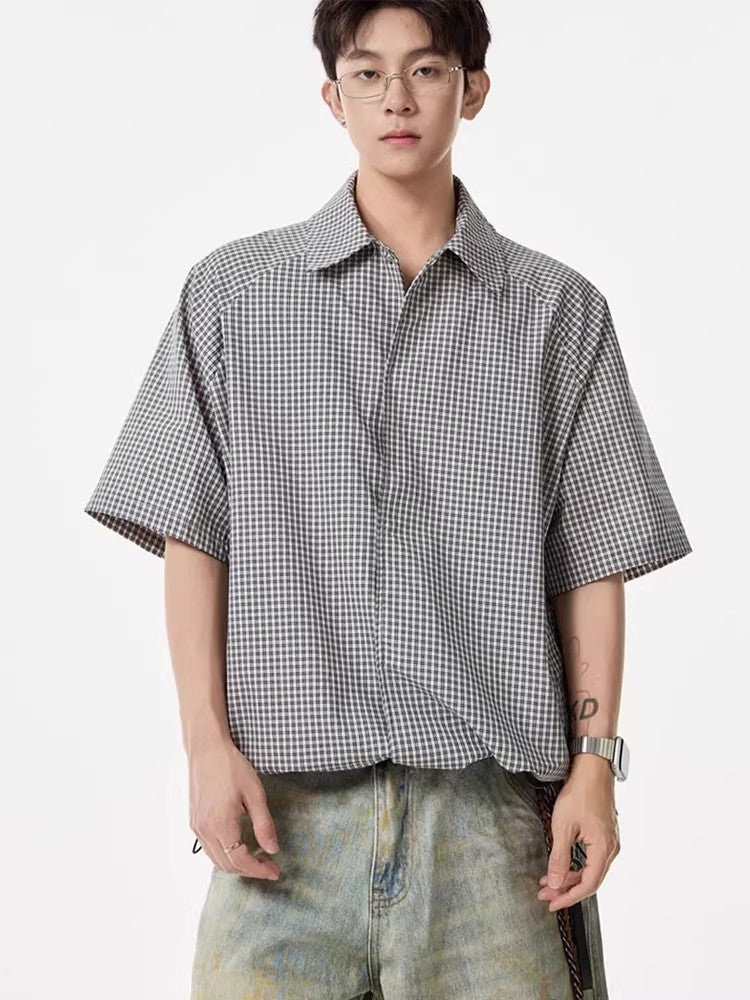 Checkered Short Sleeve Shirt for Men