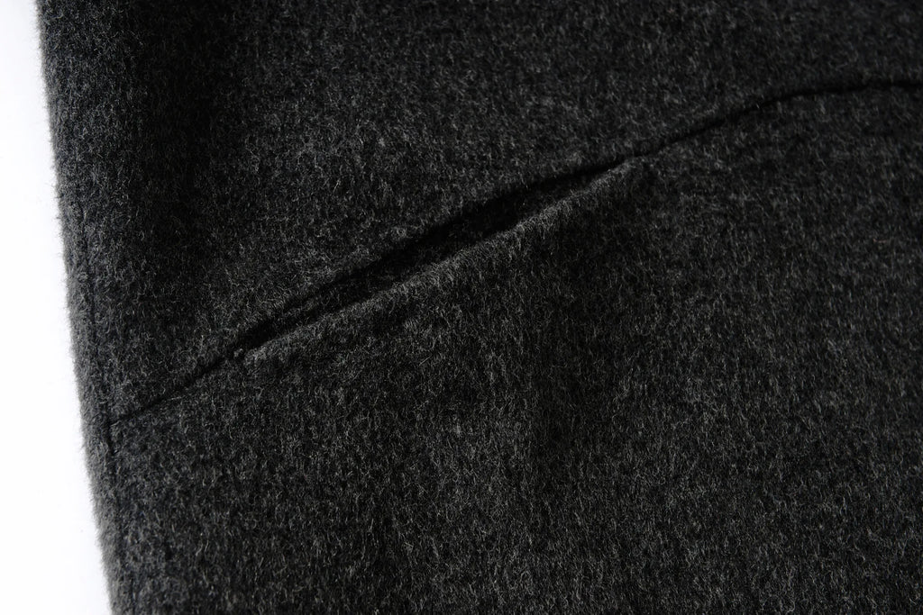 Single Button Long Sleeve Overcoat With Scarf