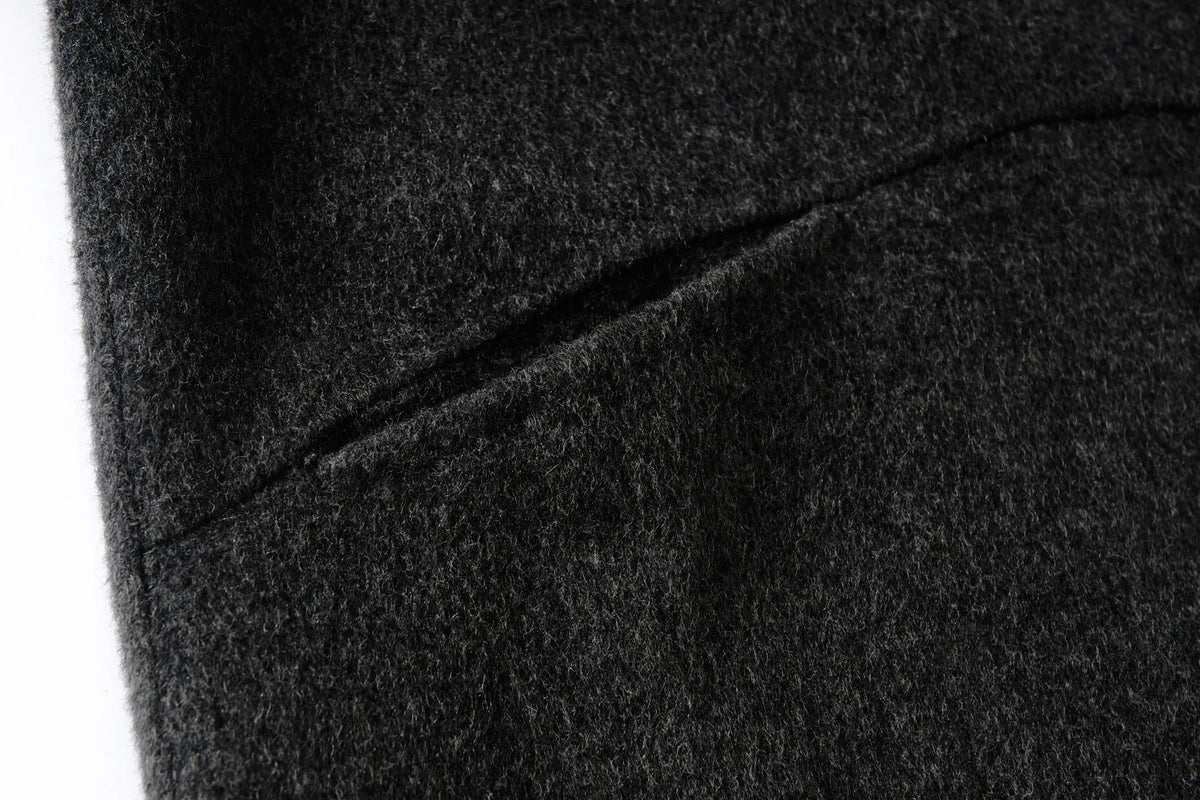 Single Button Long Sleeve Overcoat With Scarf