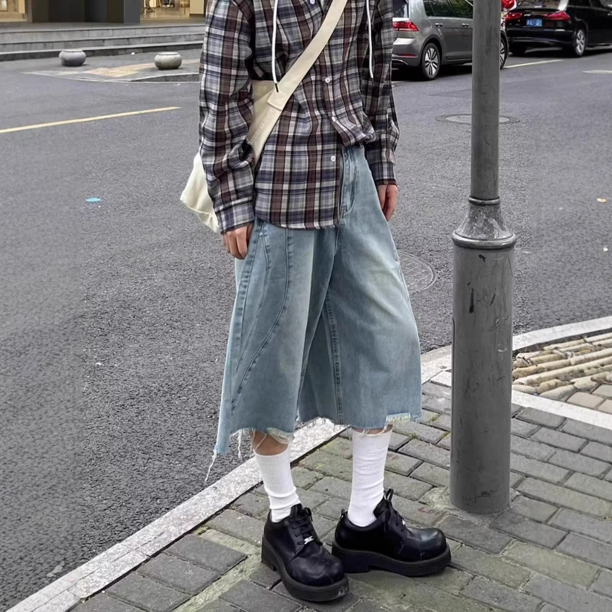 Vintage Retro Denim Shorts for Men