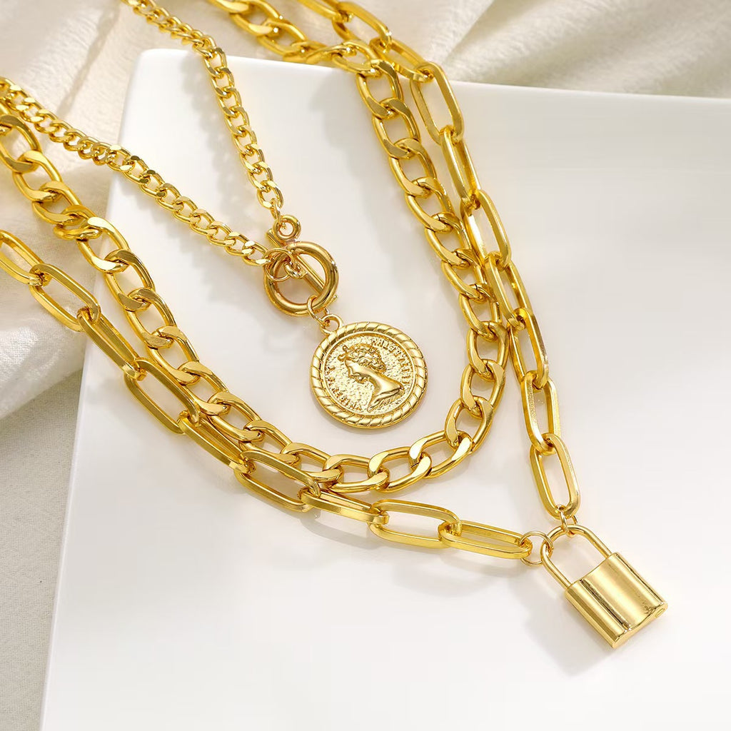 Alloy layered necklace