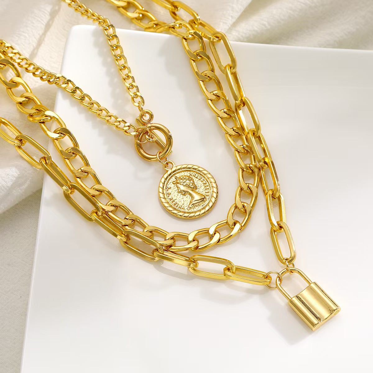 Alloy layered necklace