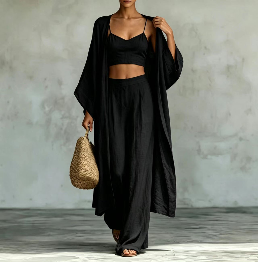 High waist wide leg pants set