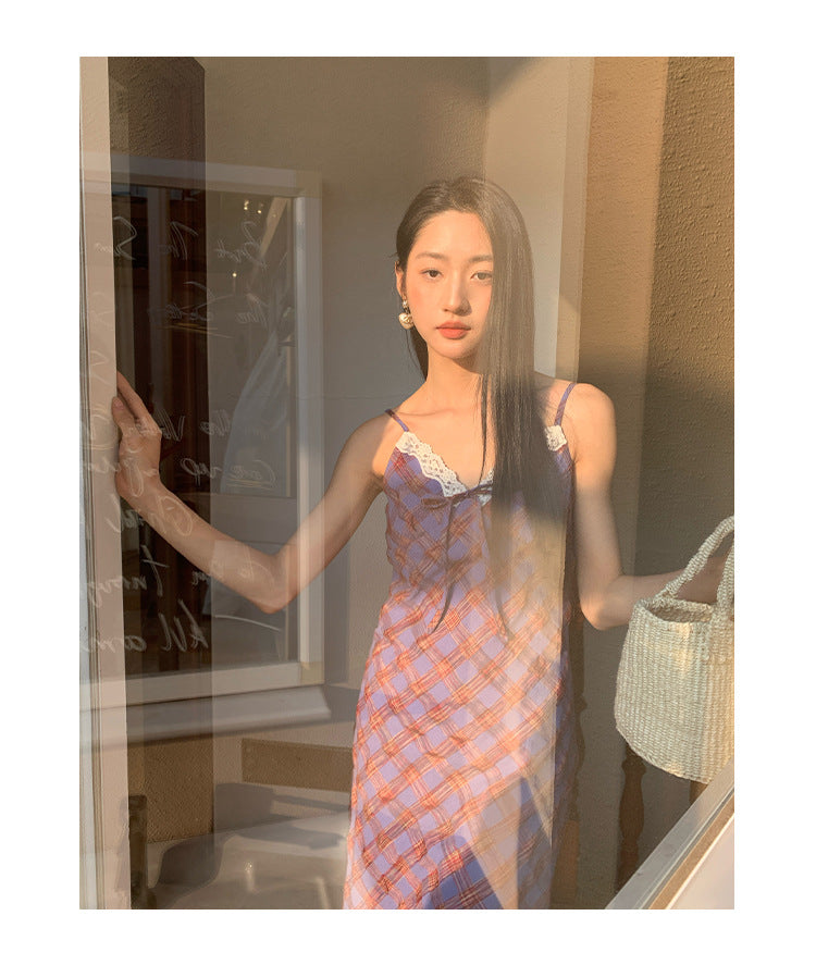 Plaid camisole dress for women
