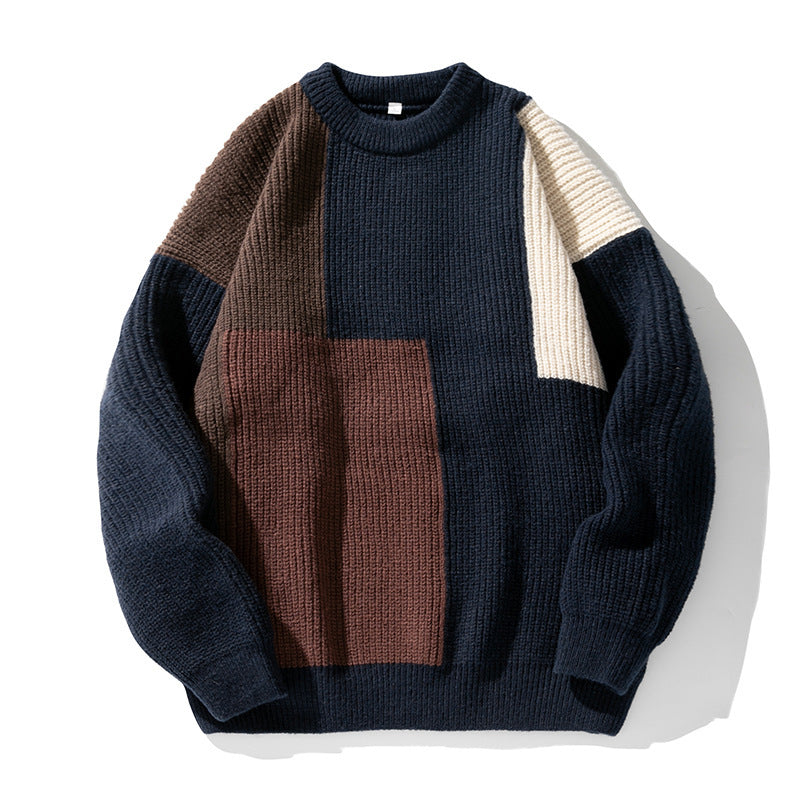 Color block splicing sweater for men