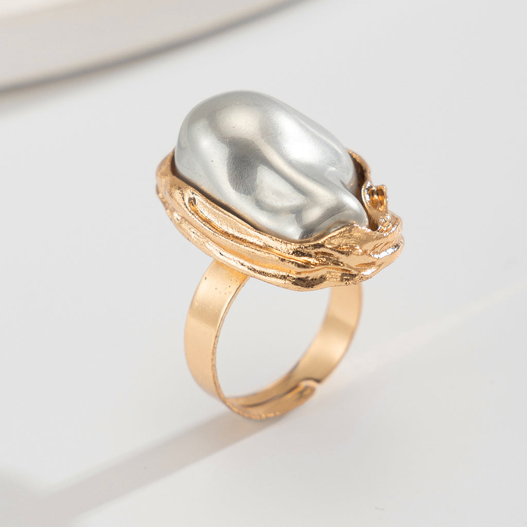 New Baroque inlaid irregular pearl rings