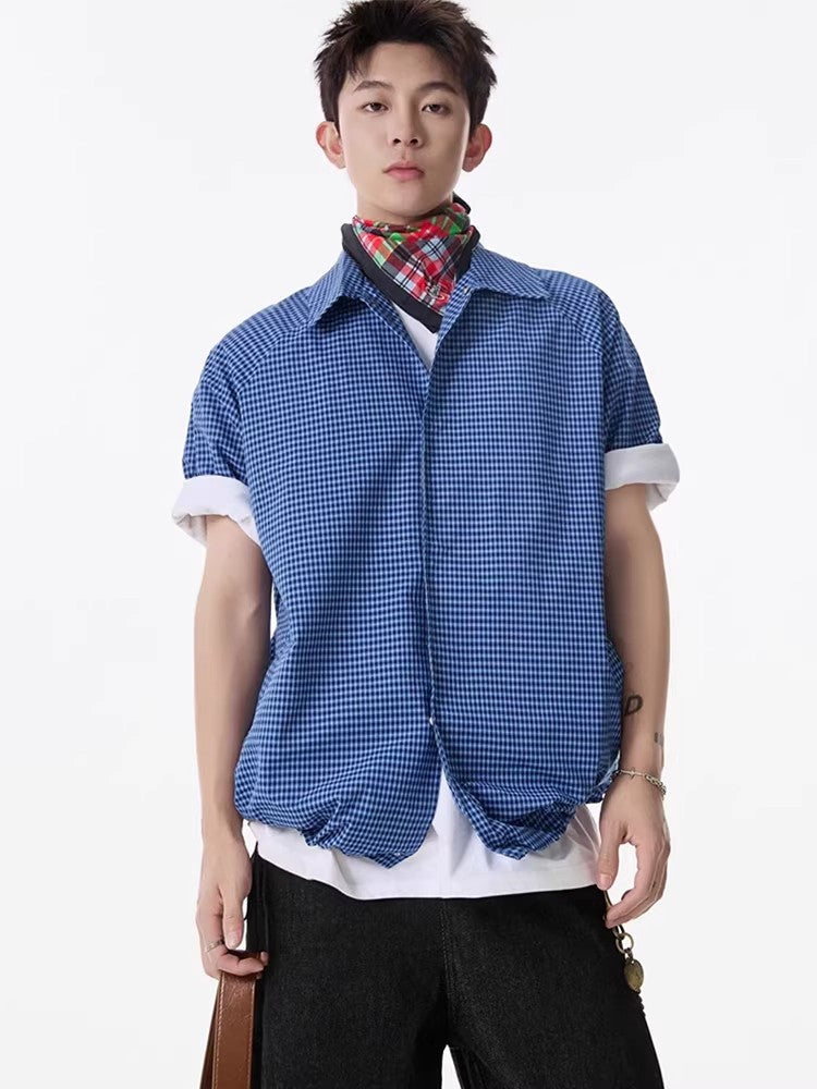 Checkered Short Sleeve Shirt for Men