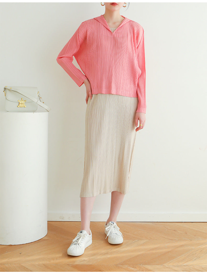 Pleated Hooded Sweatshirt