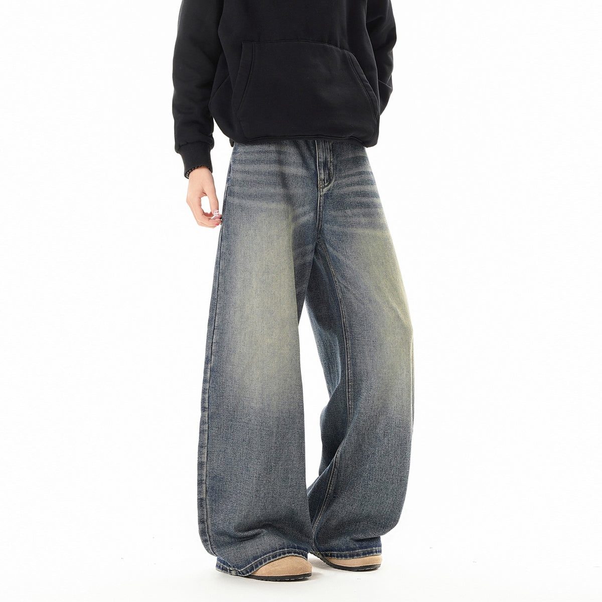 Knife-Edge Denim Pants Men