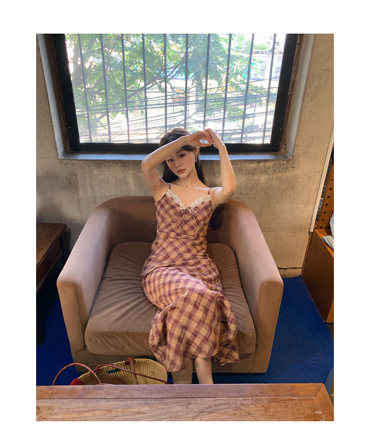 Plaid camisole dress for women