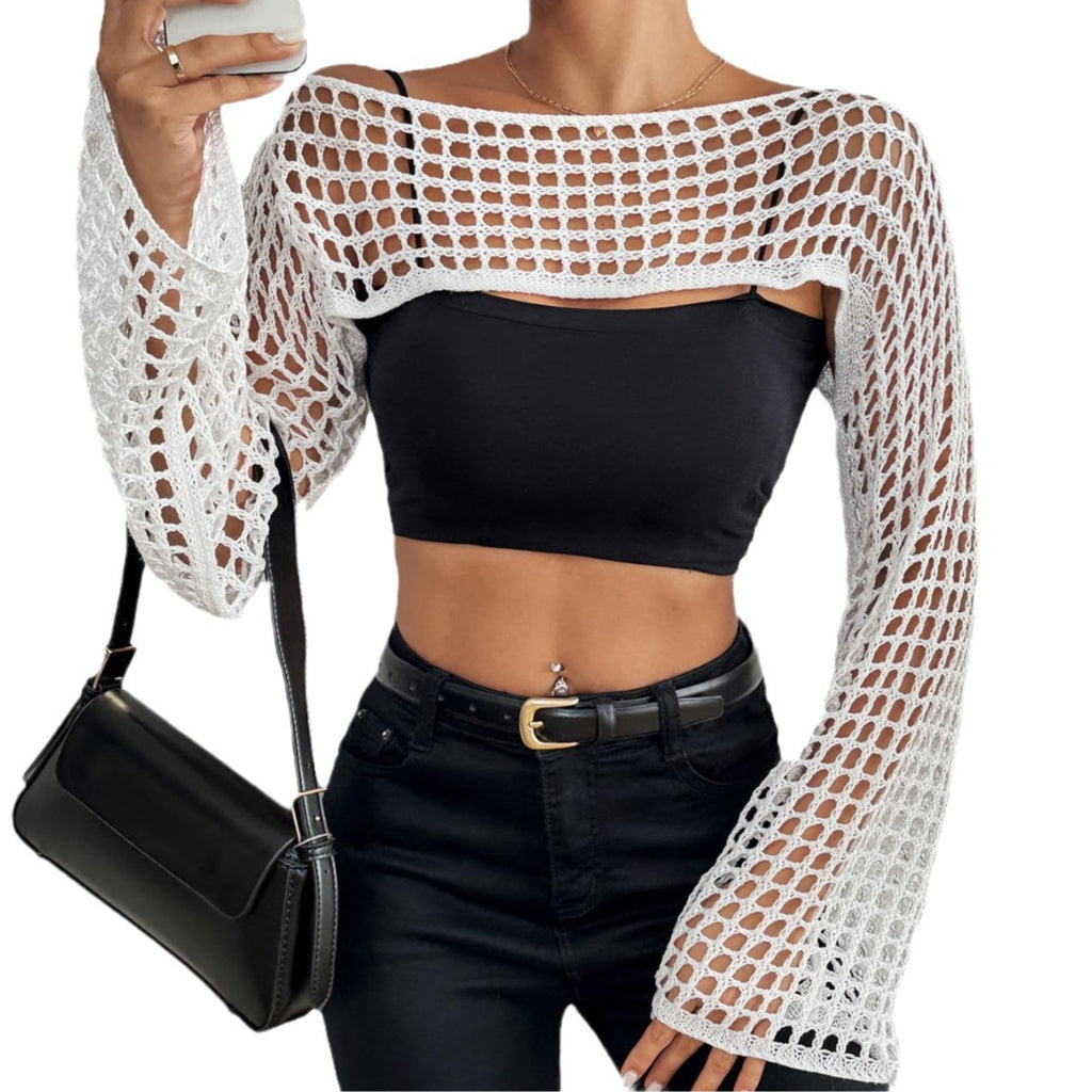 Off-Shoulder Knitwear Short Shirt