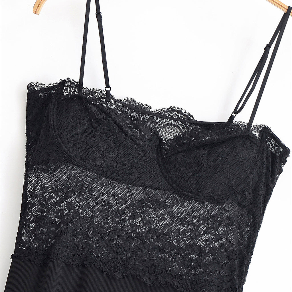 Lace patchwork camisole dress