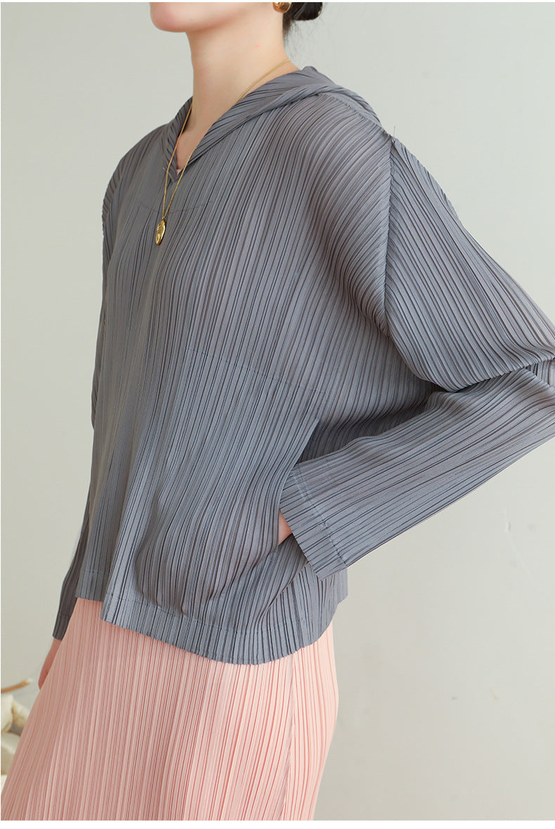 Pleated Hooded Sweatshirt