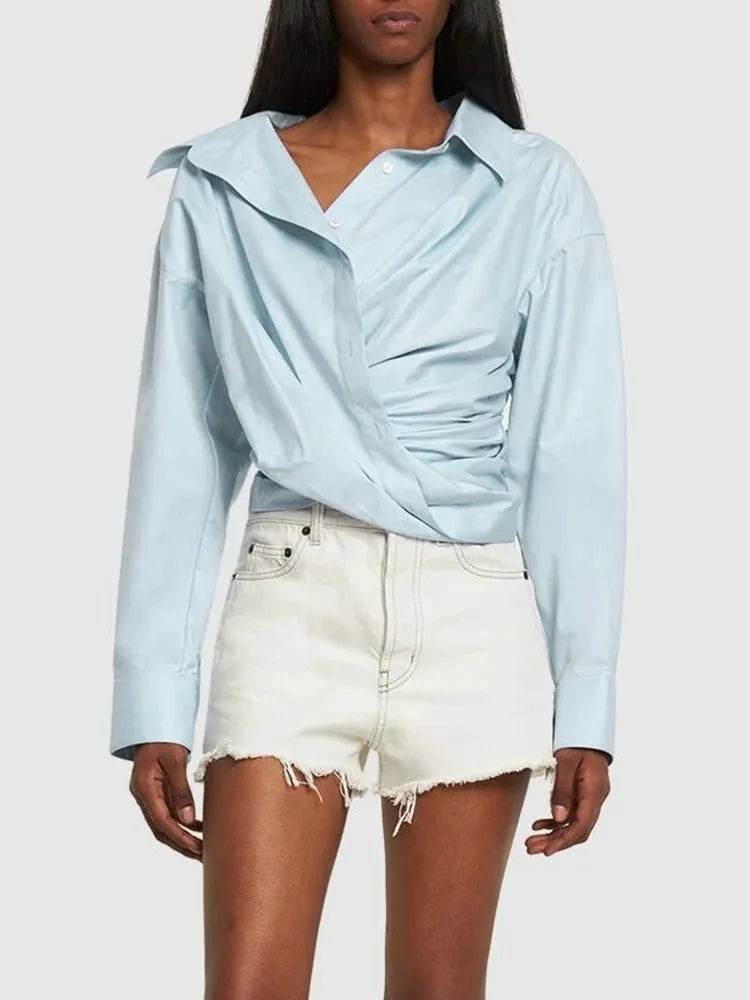 Long Sleeve Irregular Designer Blouses