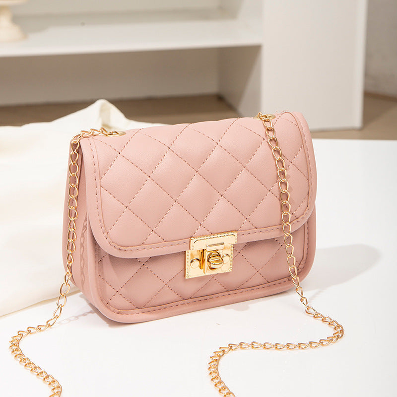 Embroidered diamond grid women's bag