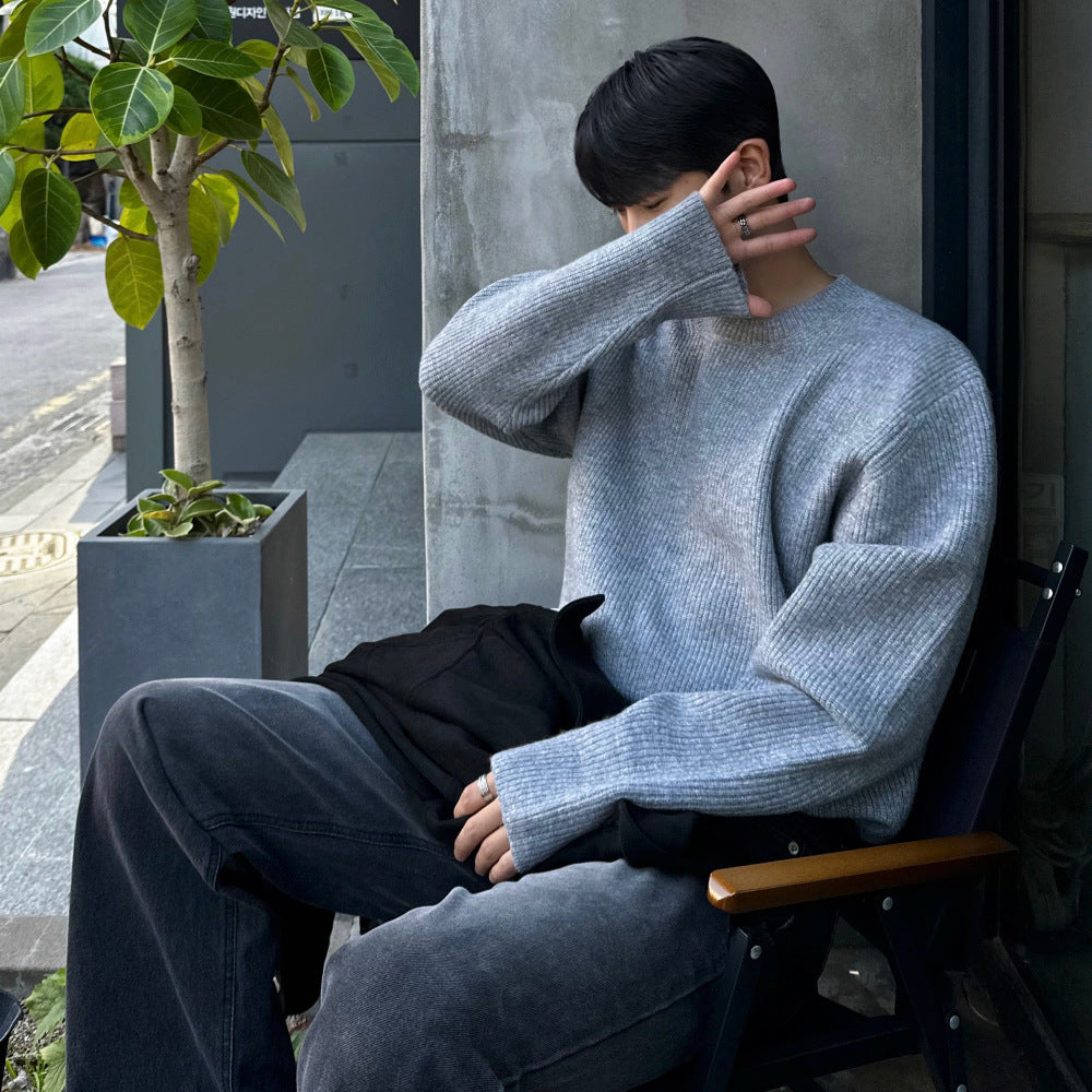 Round Neck Pullover Knitwear for Men