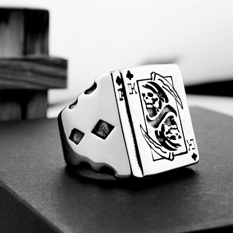Poker card titanium steel ring