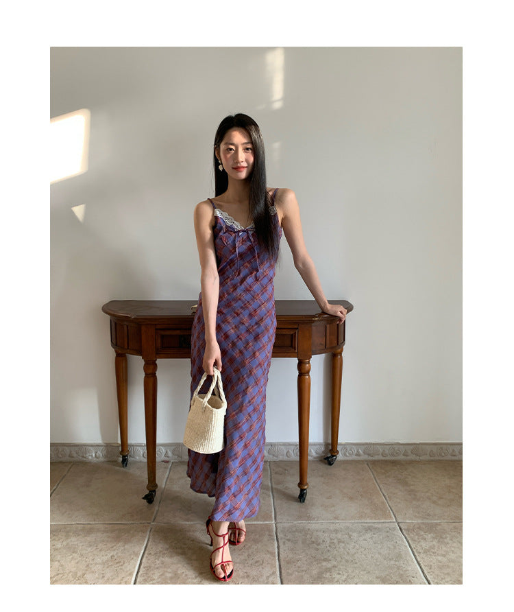 Plaid camisole dress for women