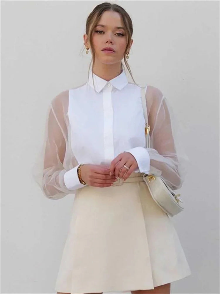 Long Sleeve High Waist Female Blouse