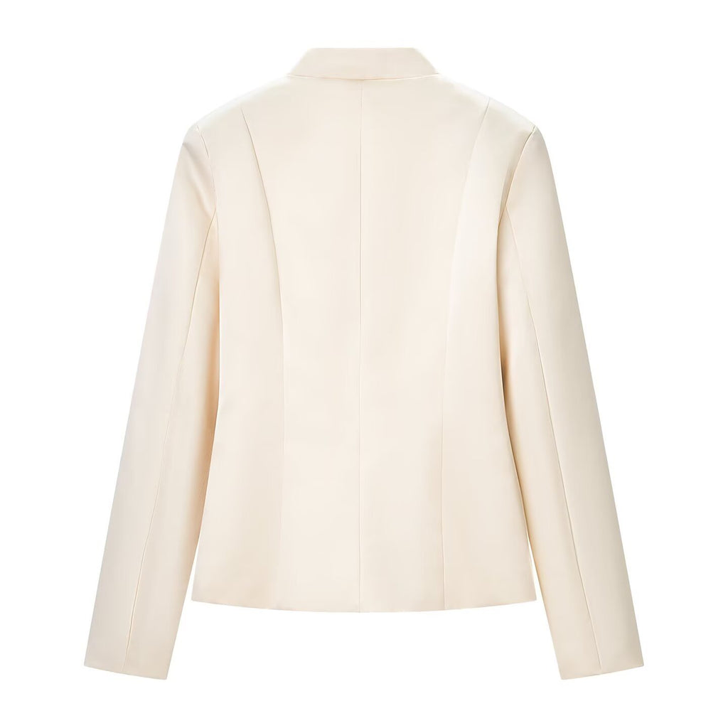 Elegant satin waistband buckle jacket