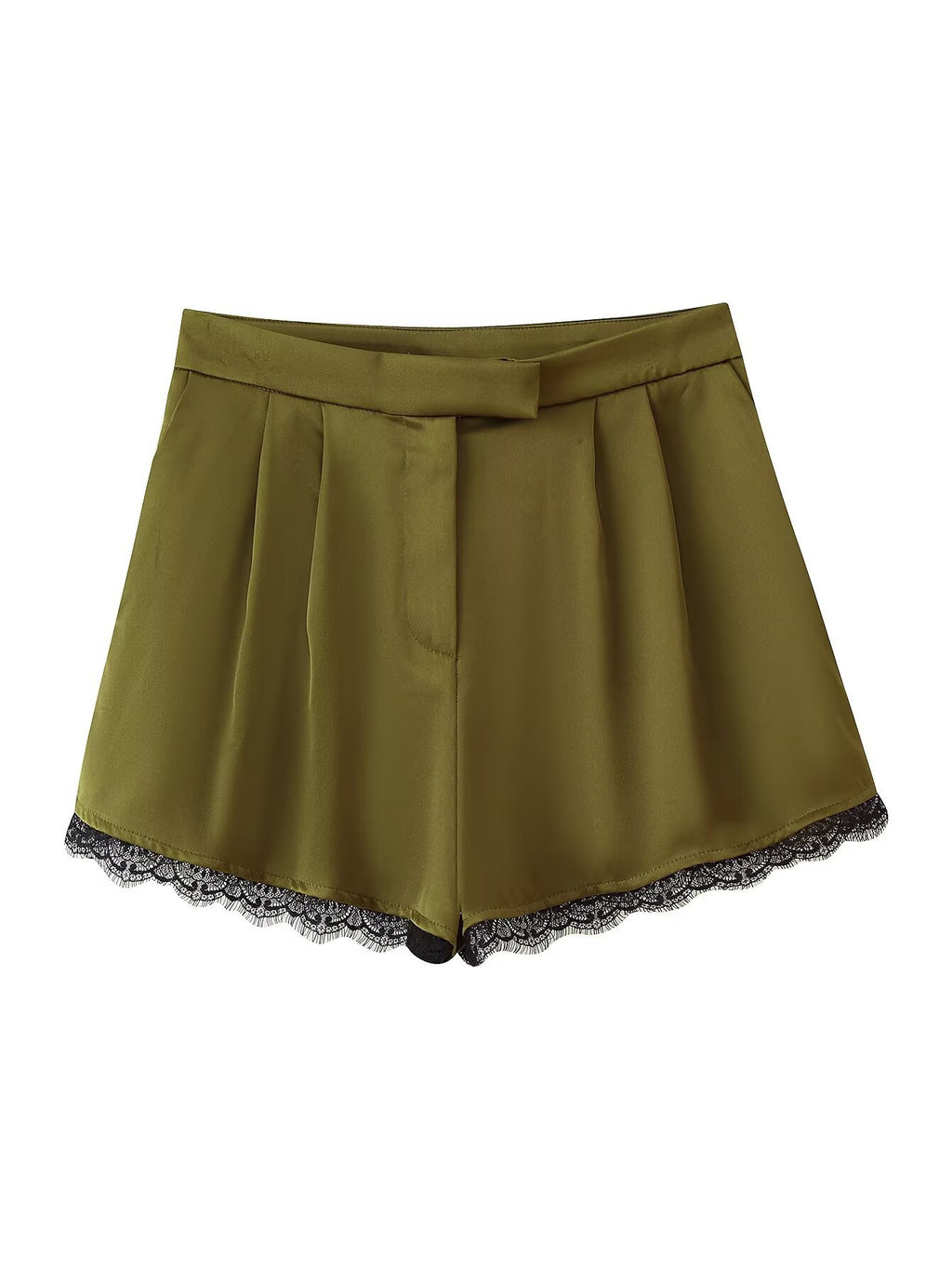 Satin lace high waisted shorts