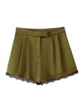 Satin lace high waisted shorts