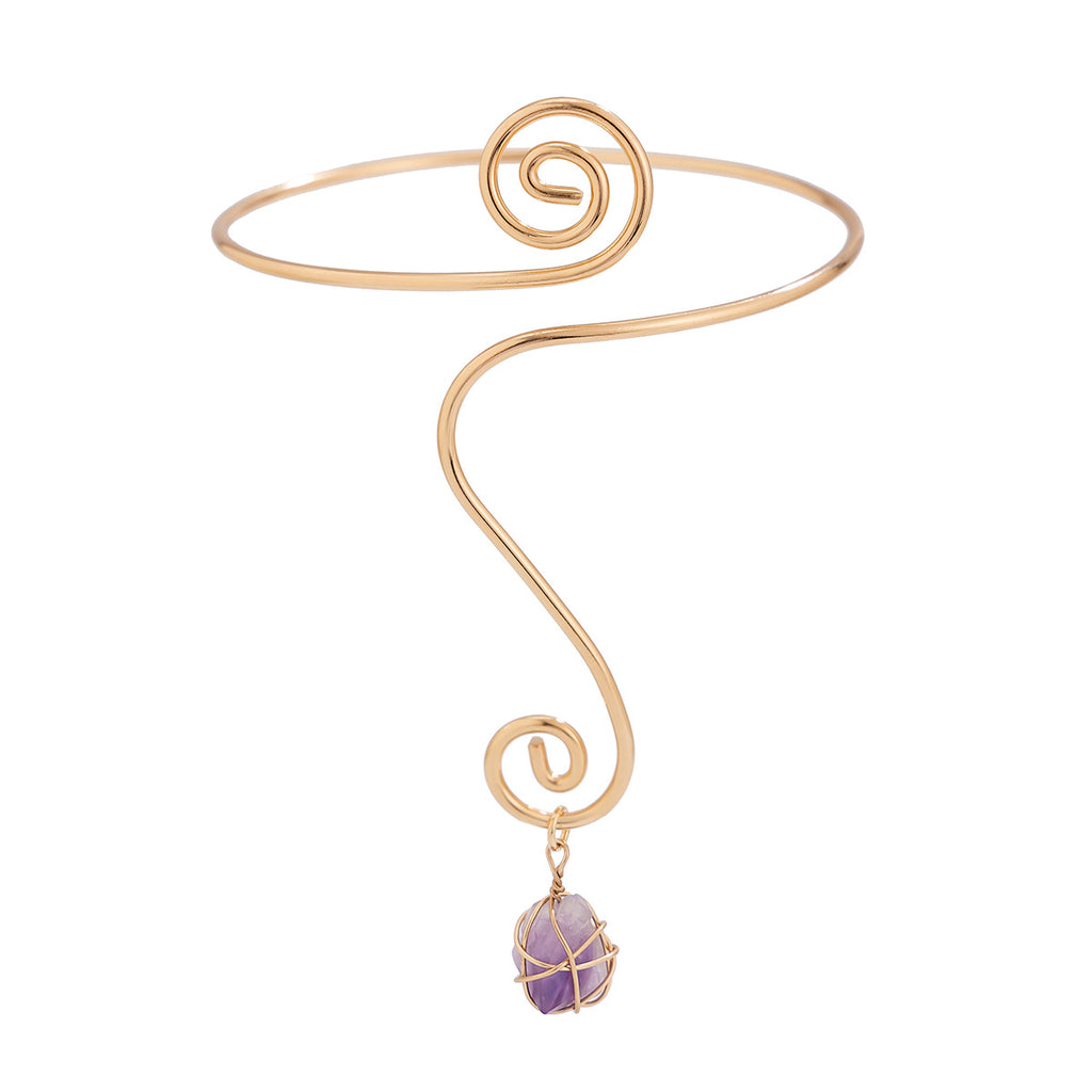 Spiral broken stone open arm bracelet