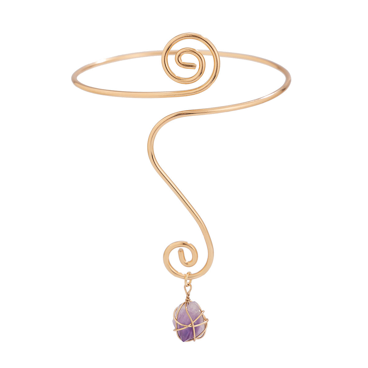 Spiral broken stone open arm bracelet