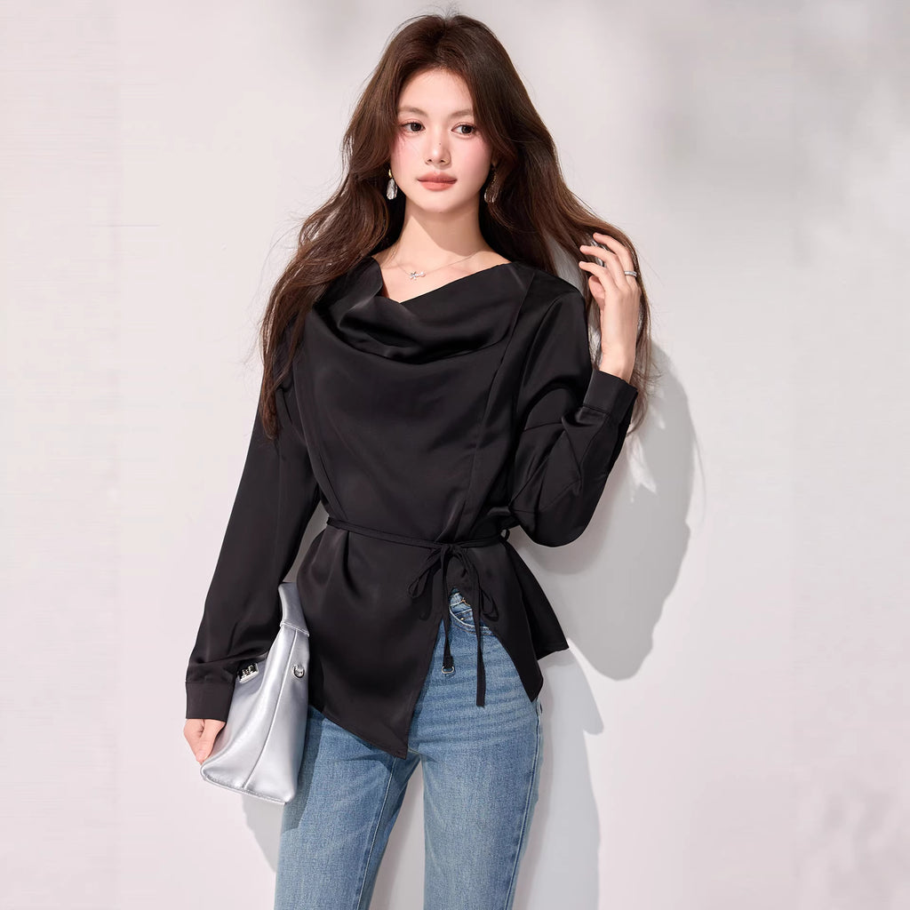 Ruffle Neck Chiffon Blouse
