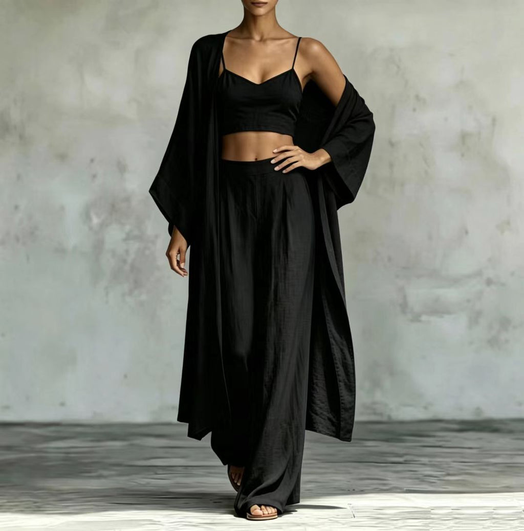 High waist wide leg pants set