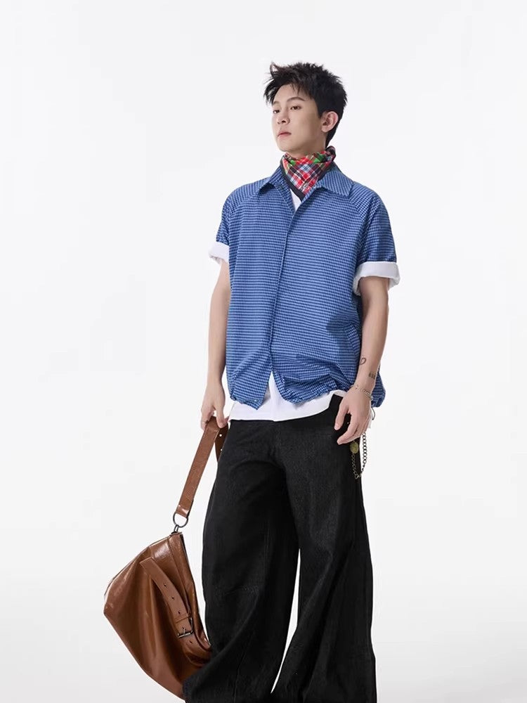 Checkered Short Sleeve Shirt for Men