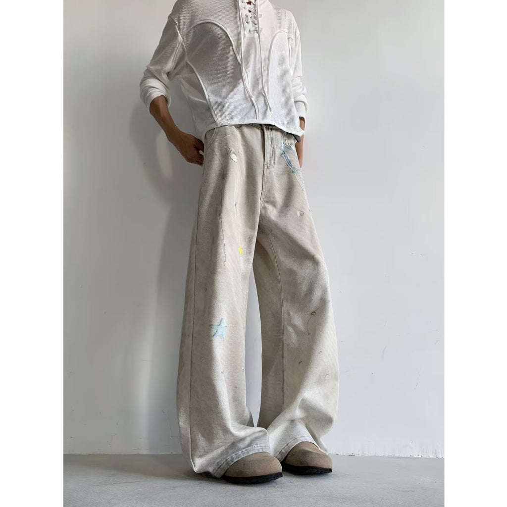 Ink splashed jeans for men