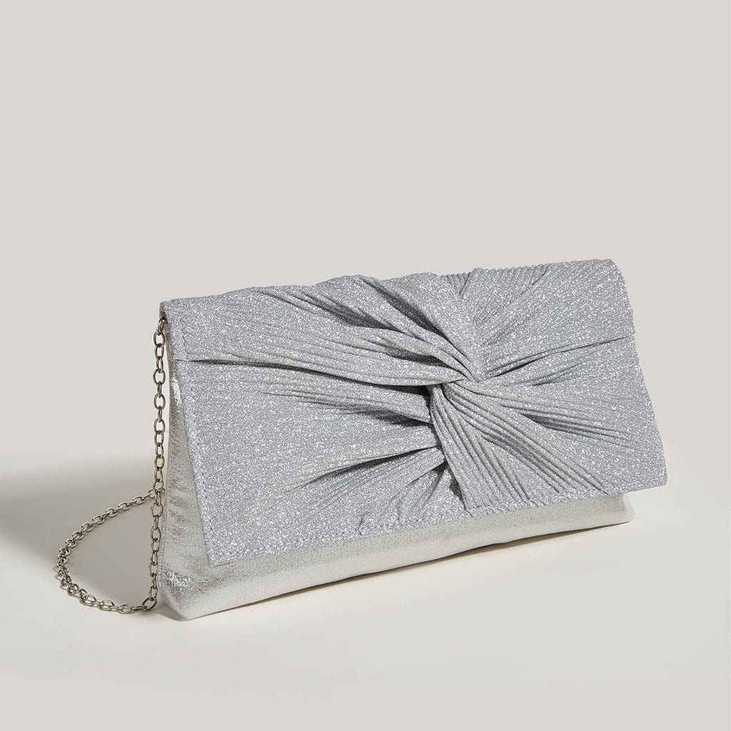 Pleated Shiny Clutch Bag