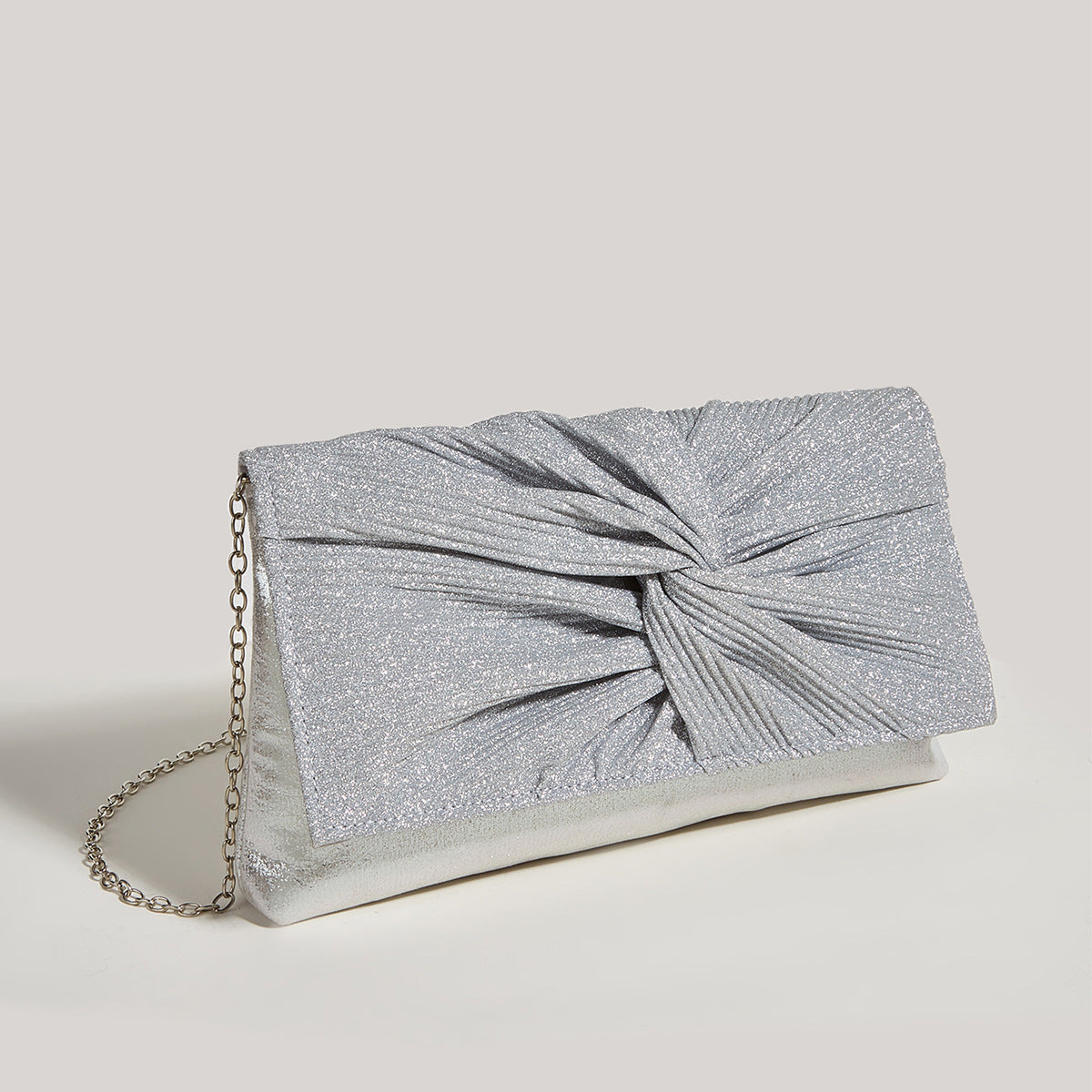 Pleated Shiny Clutch Bag