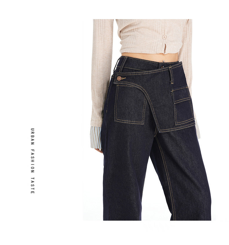 Deep Blue Wide-Leg Jeans