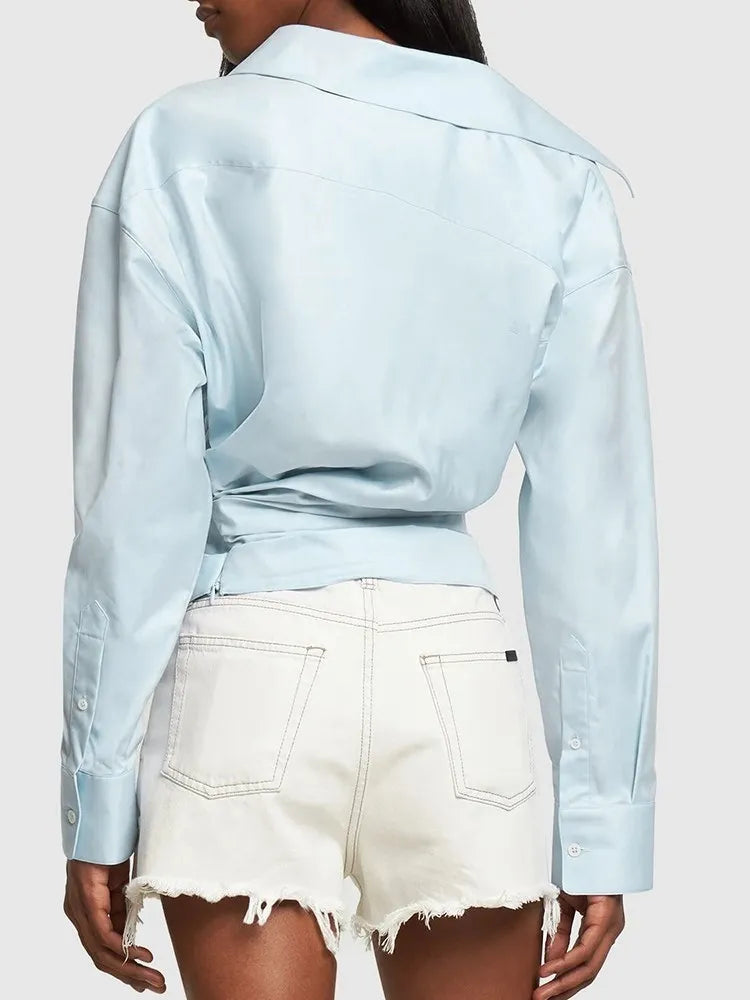 Long Sleeve Irregular Designer Blouses