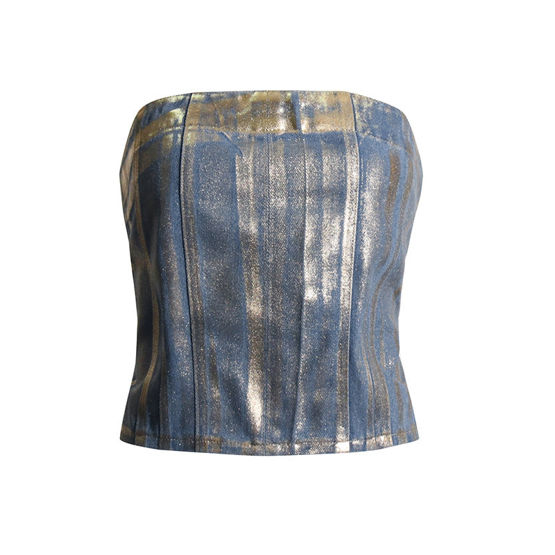 Denim short top for women