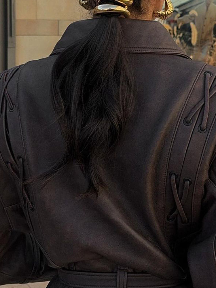 Strap up short long sleeved jacket