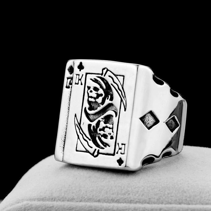 Poker card titanium steel ring