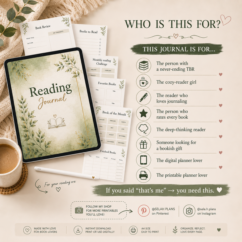 Reading journal printable book tracker