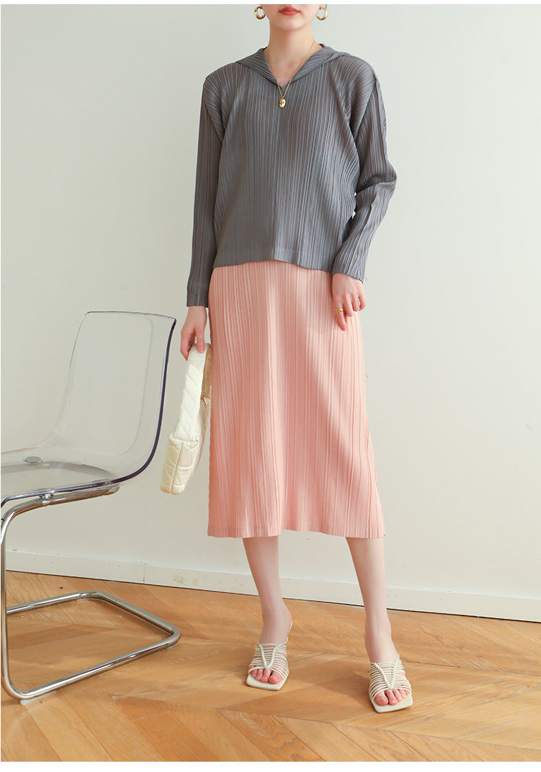 Pleated Hooded Sweatshirt