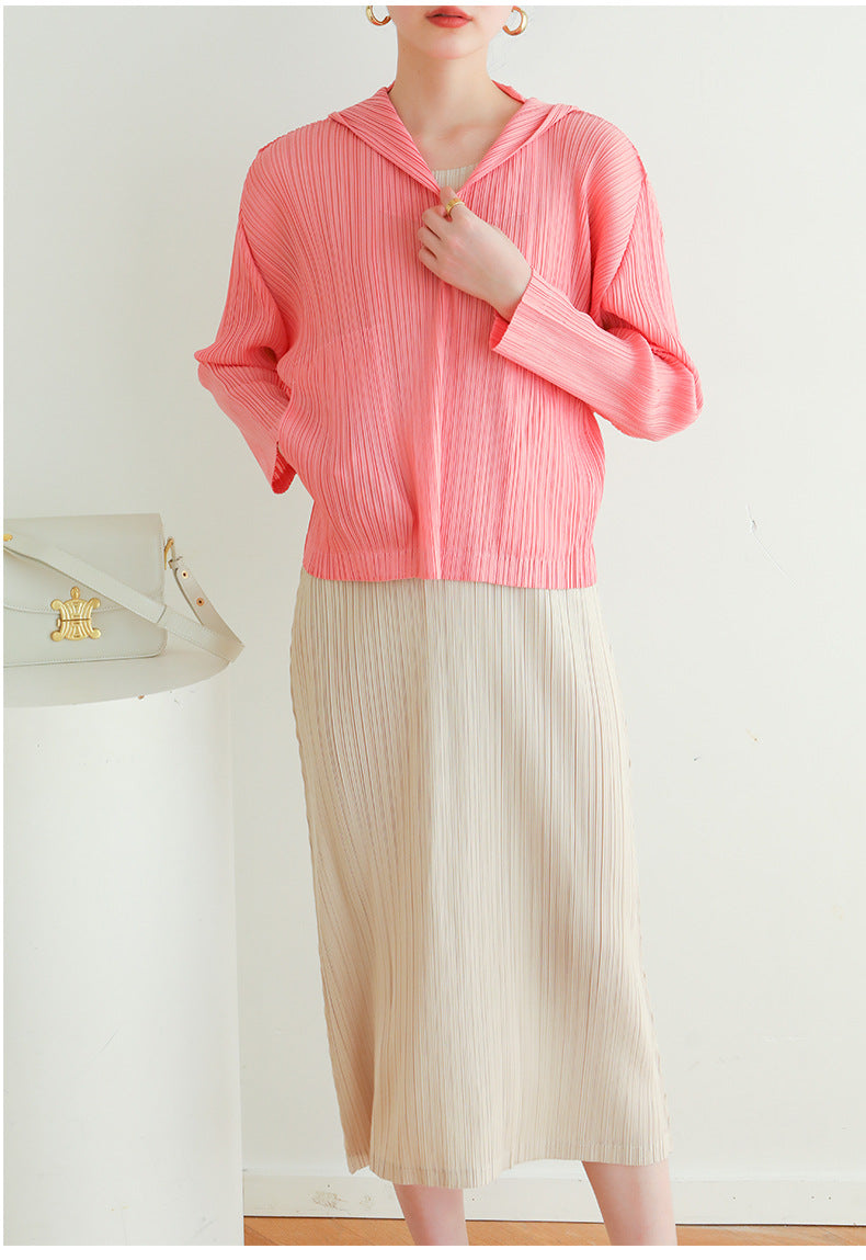 Pleated Hooded Sweatshirt