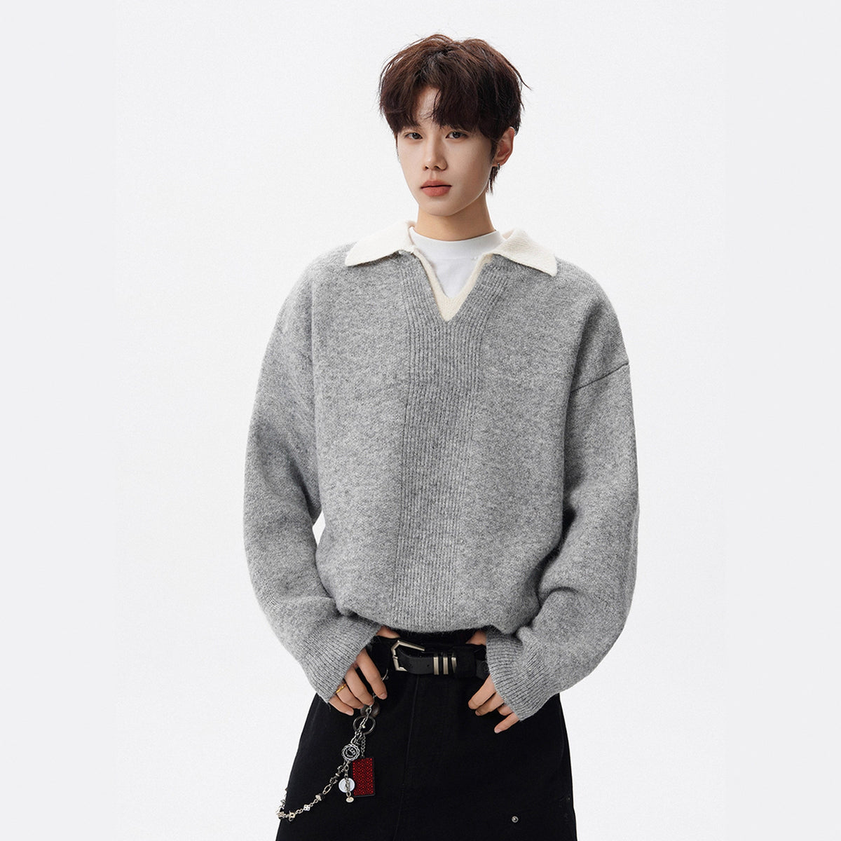 Turn-Down Collar Sweater for Men